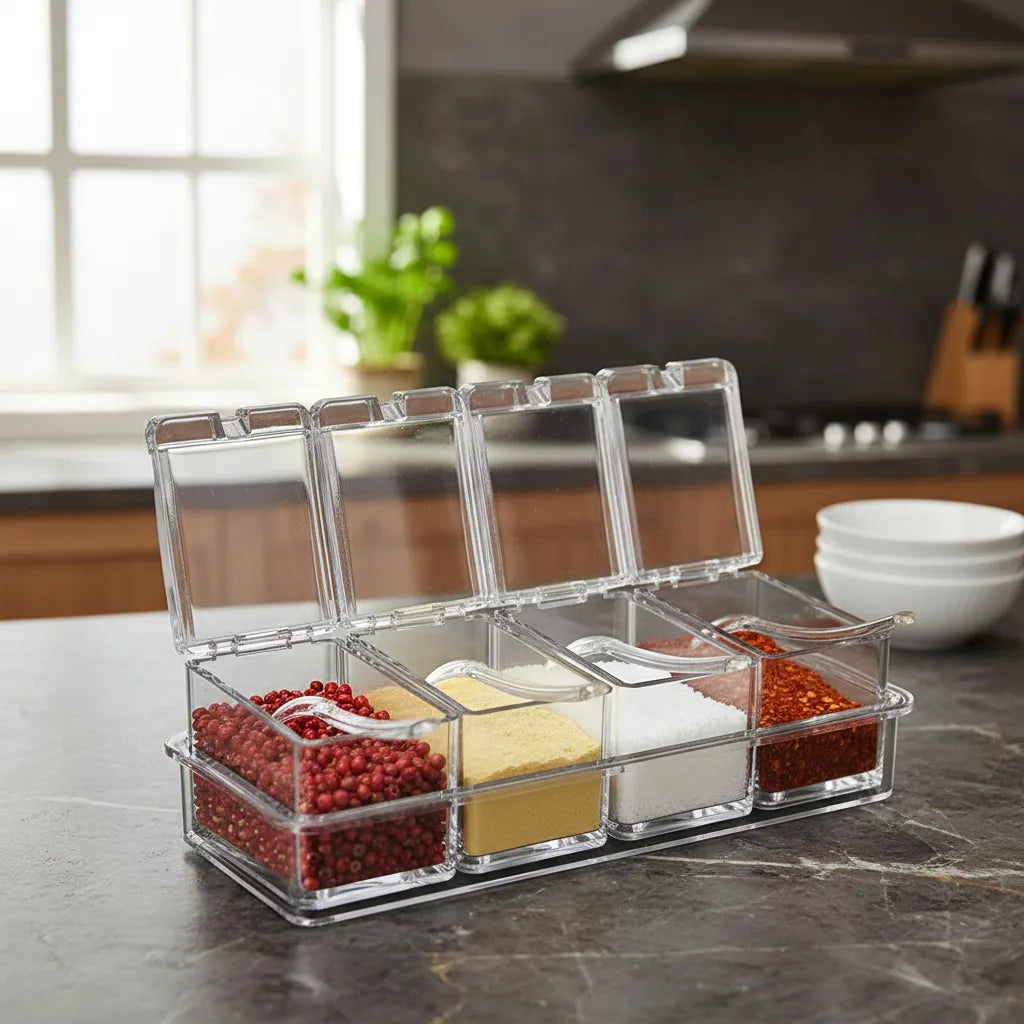 Especiero Condimentero De Mesa 4 Frascos Transparente