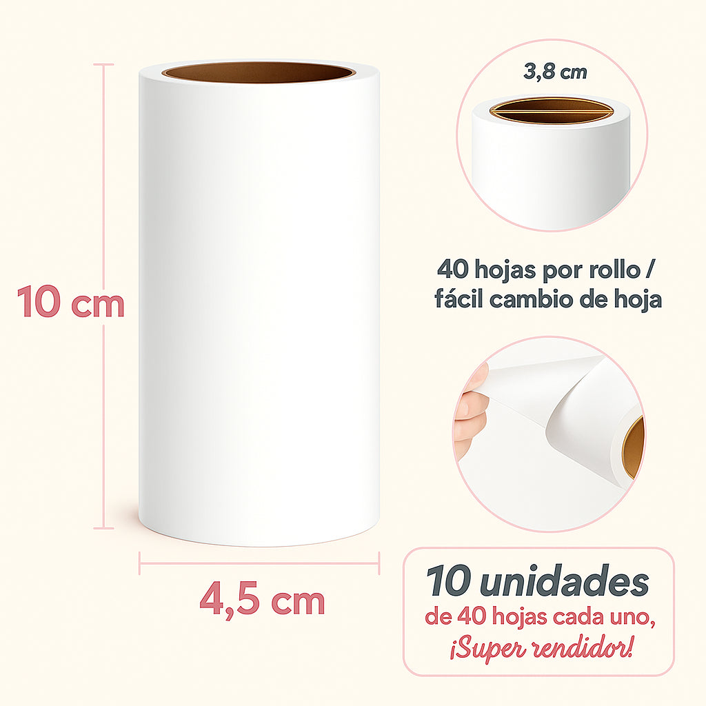 Rollo Quita Pelos Adhesivo - Pack x 100