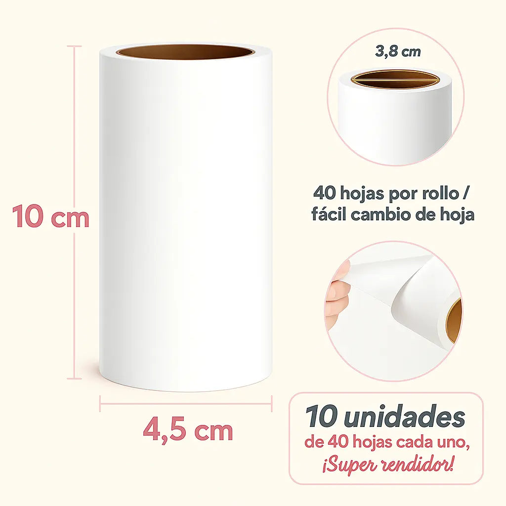 Rodillo Quita Pelos Adhesivo Pack X5 Repuestos Quita Pelusa