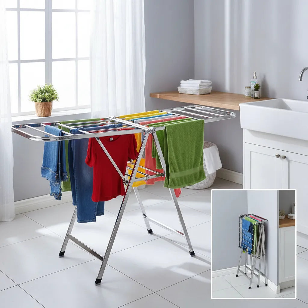 Tender Reforzado Ropa De Acero Inoxidable Plegable Grande