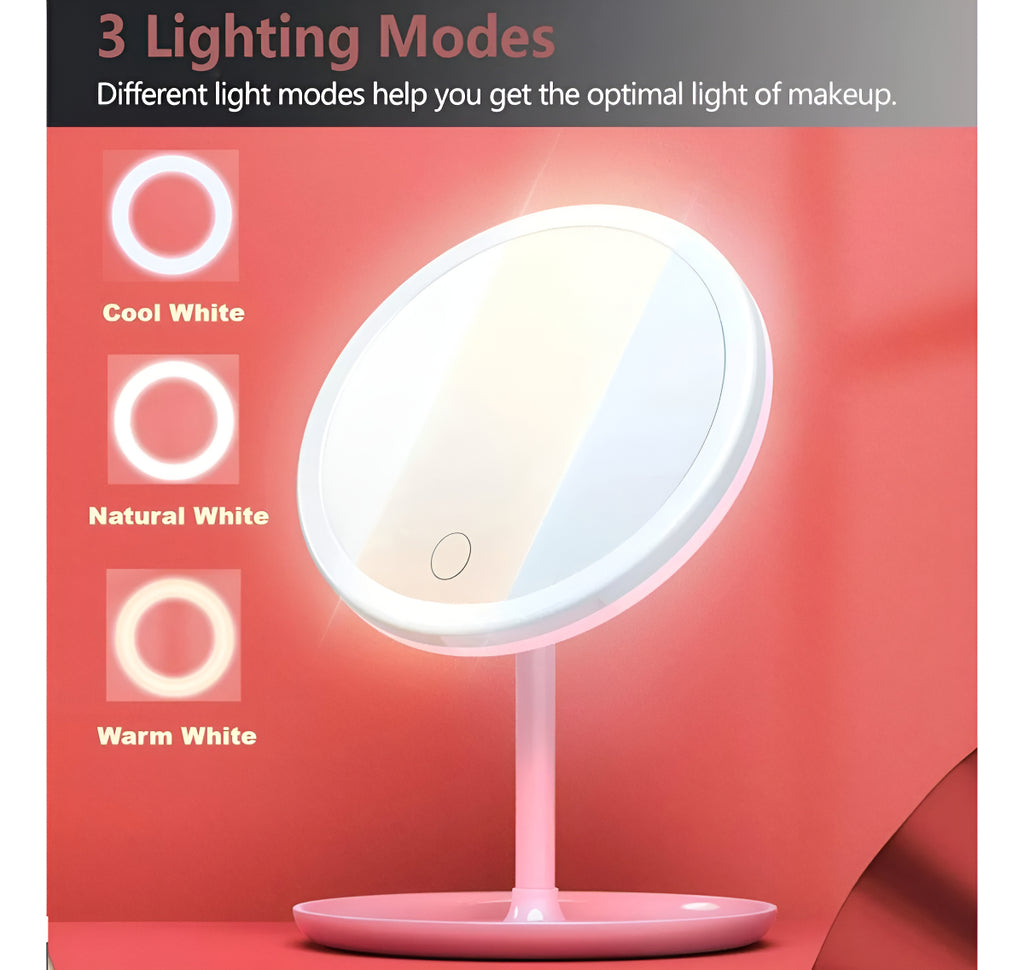 Espejo Maquillaje Circular con Luz