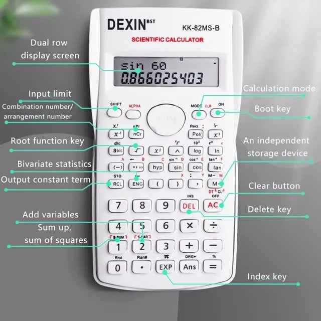 Calculadora Científica Dexin Kk82ms B Negra 240 Funciones