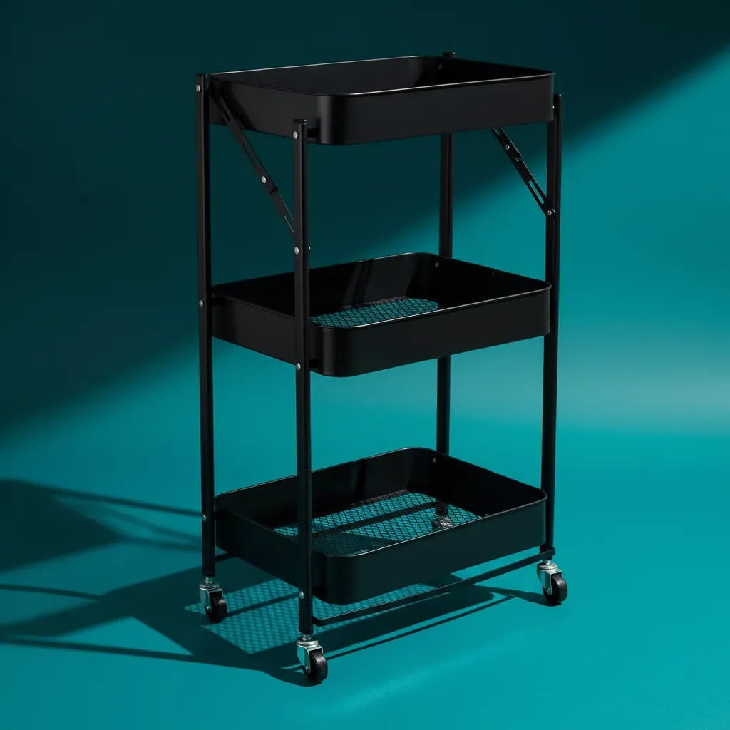 Carrito Organizador Plegable Con Ruedas 3 Niveles Multiuso