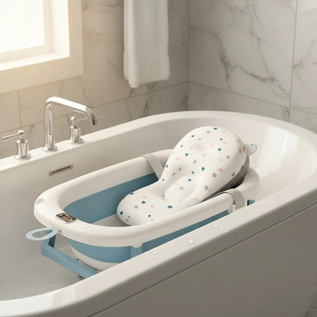 Baño Bañito Bebes Plegable Con Termómetro Con Baby Splash