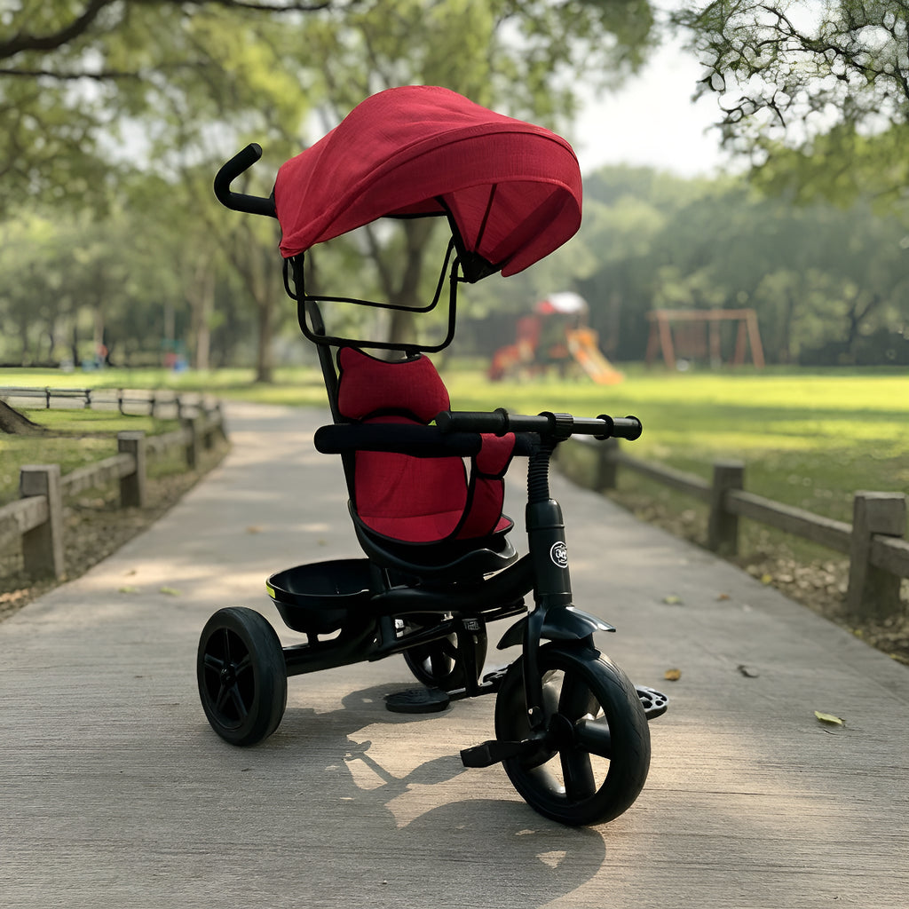 Triciclo Infantil con Capota + Manija - Rojo