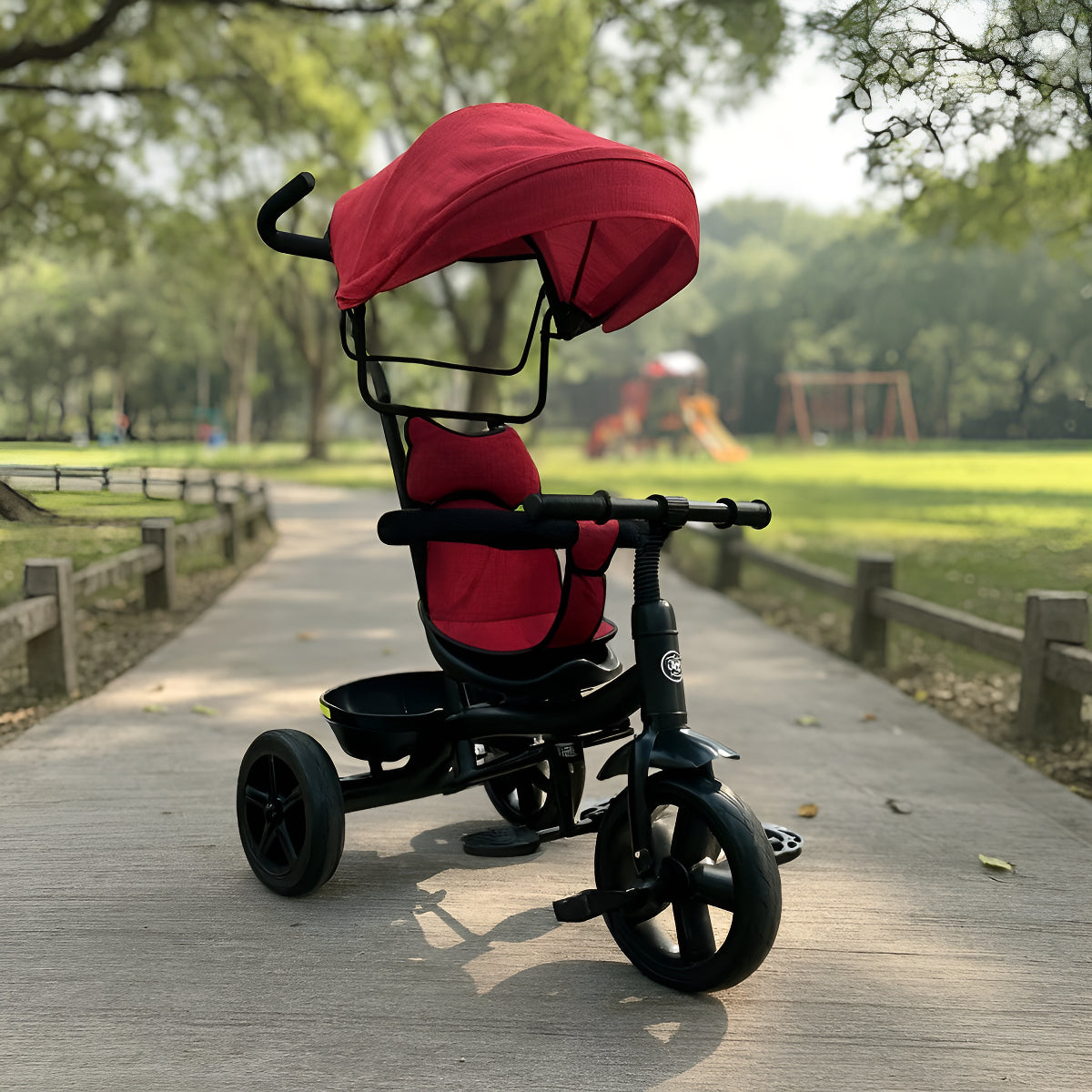 Triciclo Infantil con Capota + Manija - Rojo