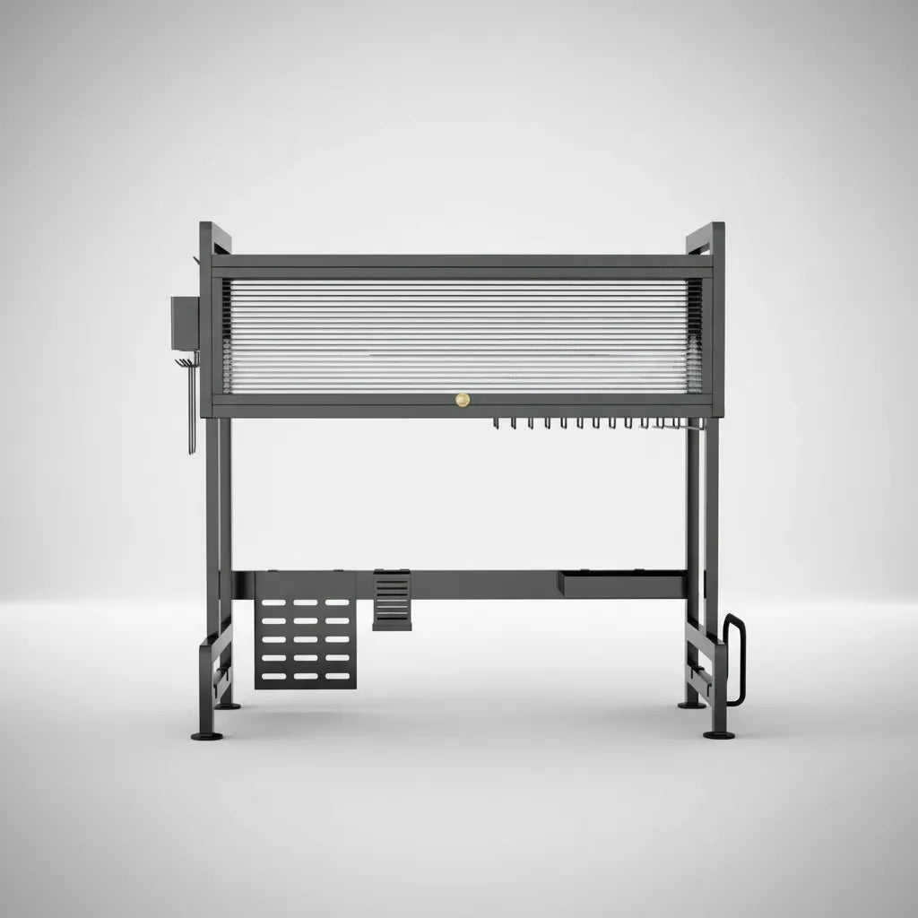 Escurridor De Vajilla Rack Con Puerta 85x29x77cm Color Negro
