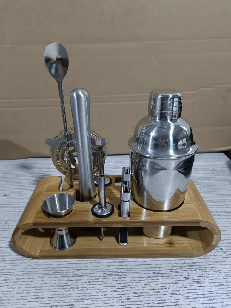 Coctelería Base Bambú Barman Bartender Tragos Set 10 Piezas