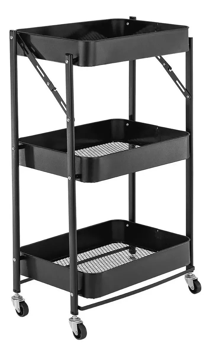 Carrito Organizador Plegable Con Ruedas 3 Niveles Multiuso
