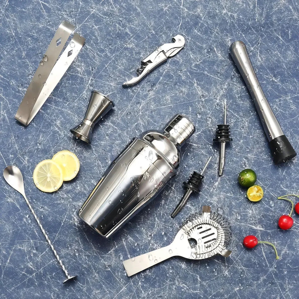 Coctelería Base Bambú Barman Bartender Tragos Set 10 Piezas