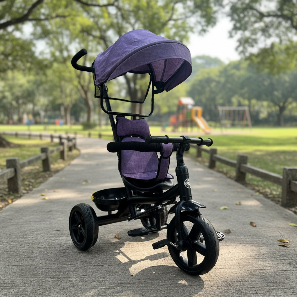 Triciclo Infantil con Capota + Manija - Violeta