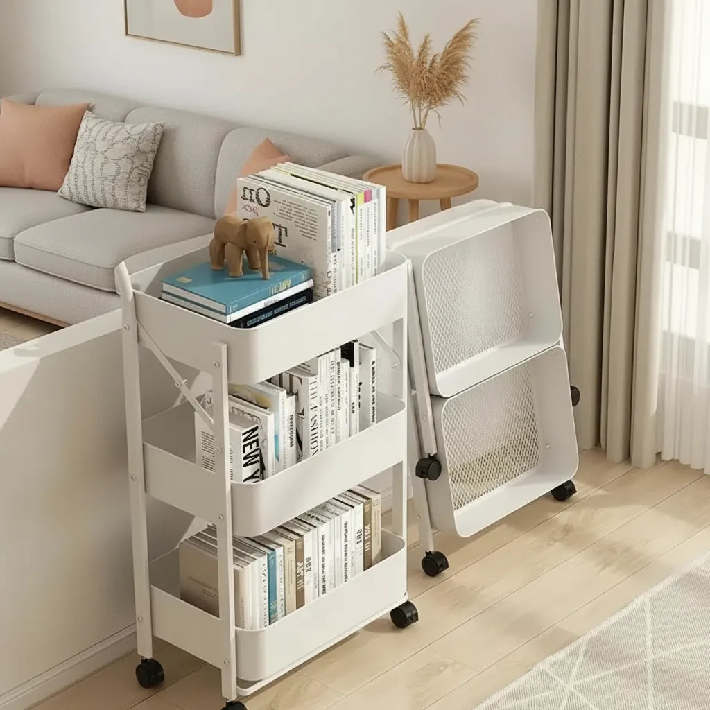 Carrito Organizador Plegable Con Ruedas 3 Niveles Multiuso