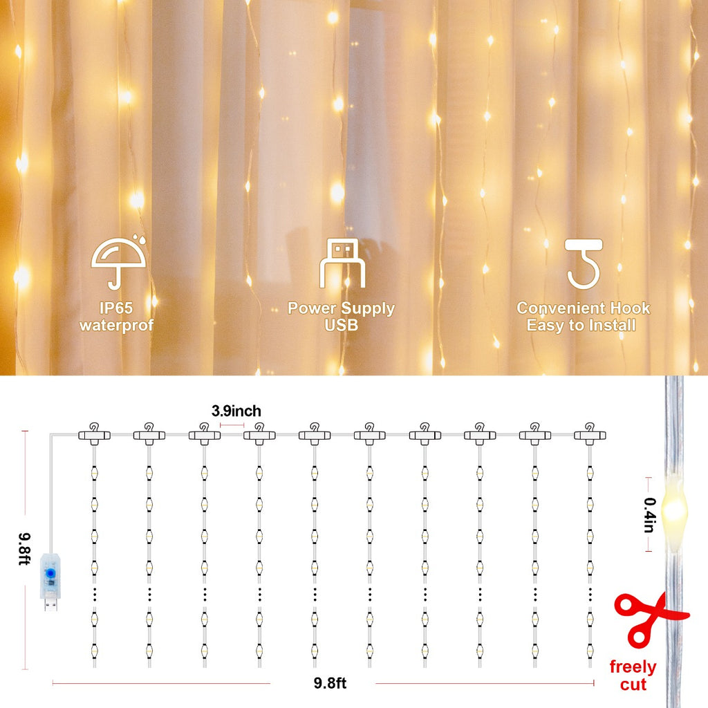 Cortina luz 3x3 metros Cálida
