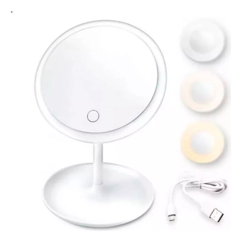 Espejo Maquillaje Circular con Luz