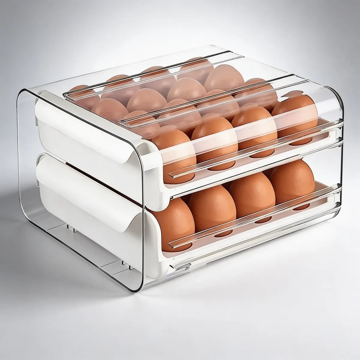 Caja De Almacenamiento De Huevos Doble Capa Para 32 Unidades Color Blanco