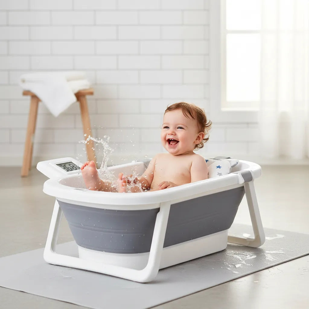 Baño Bañito Bebes Plegable Con Termómetro Con Baby Splash