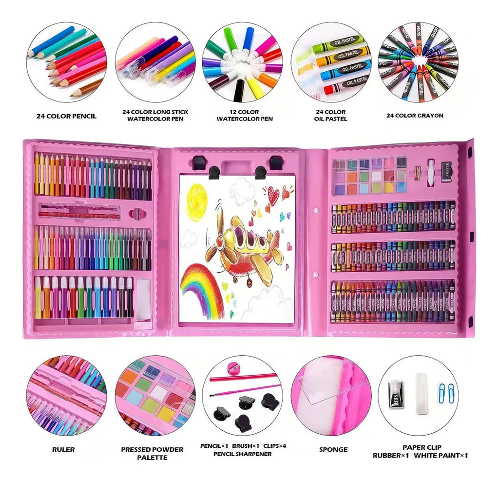 Set Arte Infantil Dibujo Pintura Maletín Valija X 208 Piezas