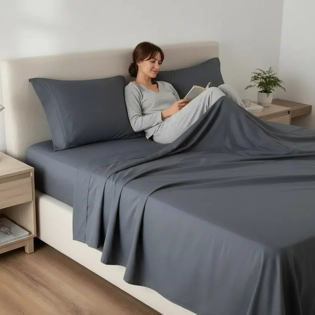 Juego De Sabanas Quality Ultra Suave - Gris Oscuro Queen