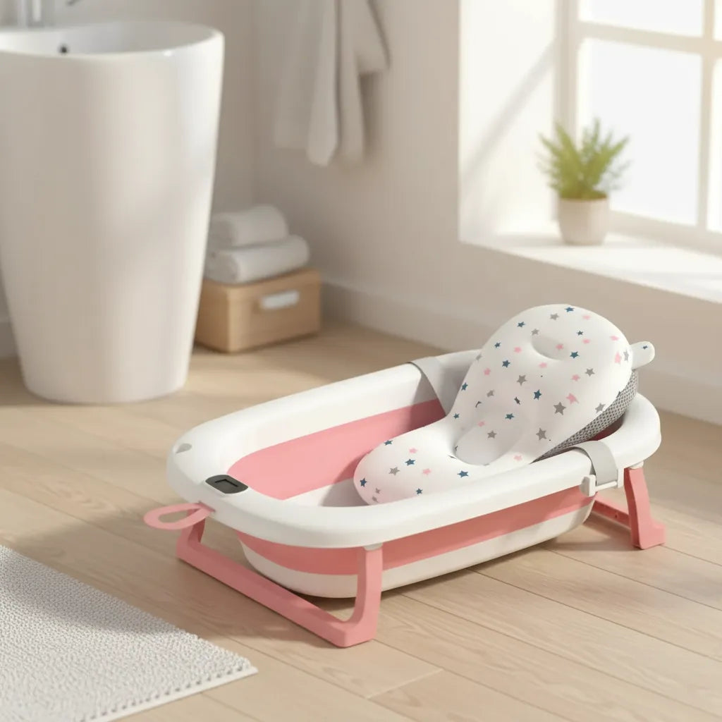 Baño Bañito Bebes Plegable Con Termómetro Con Baby Splash
