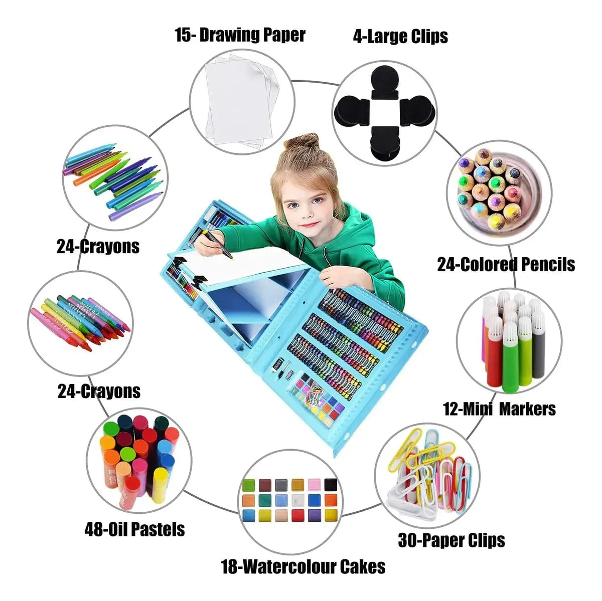 Set Arte Infantil Dibujo Pintura Maletín Valija X 208 Piezas