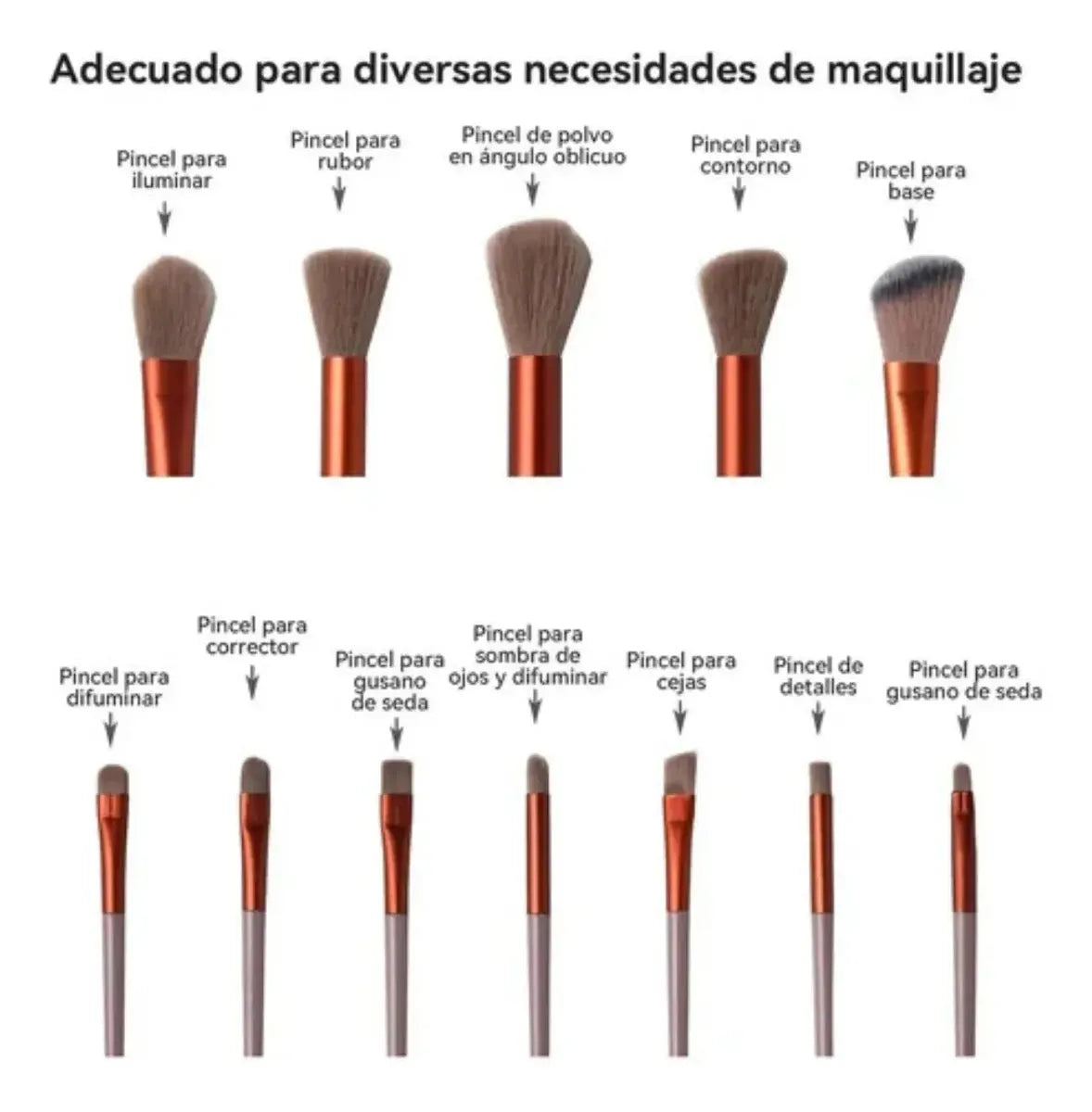 Super Kit De 13 Pinceles Y Brochas Para Maquillaje + Bolso