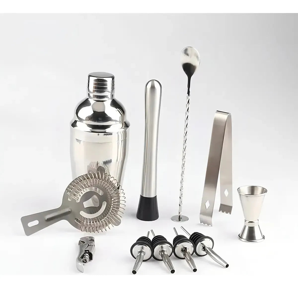 Coctelería Base Bambú Barman Bartender Tragos Set 10 Piezas