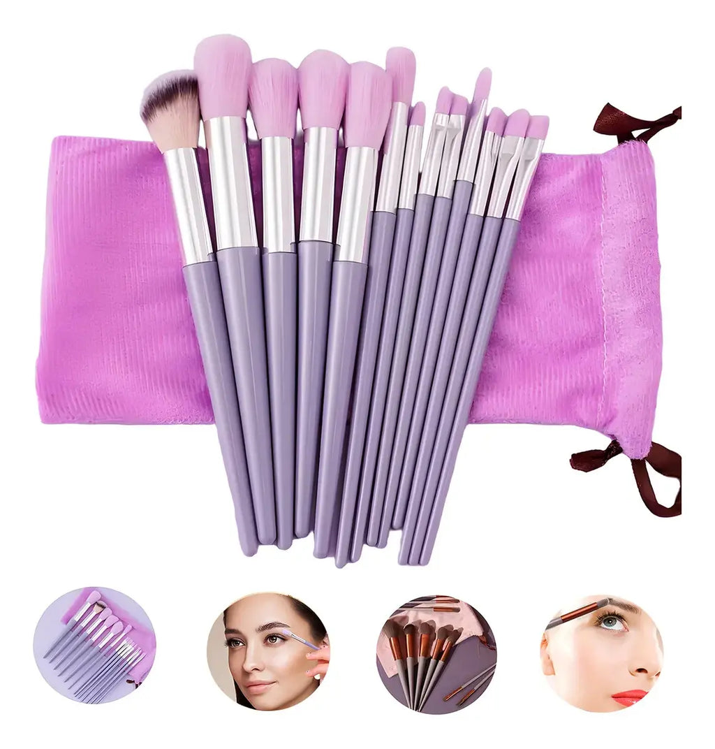Super Kit De 13 Pinceles Y Brochas Para Maquillaje + Bolso