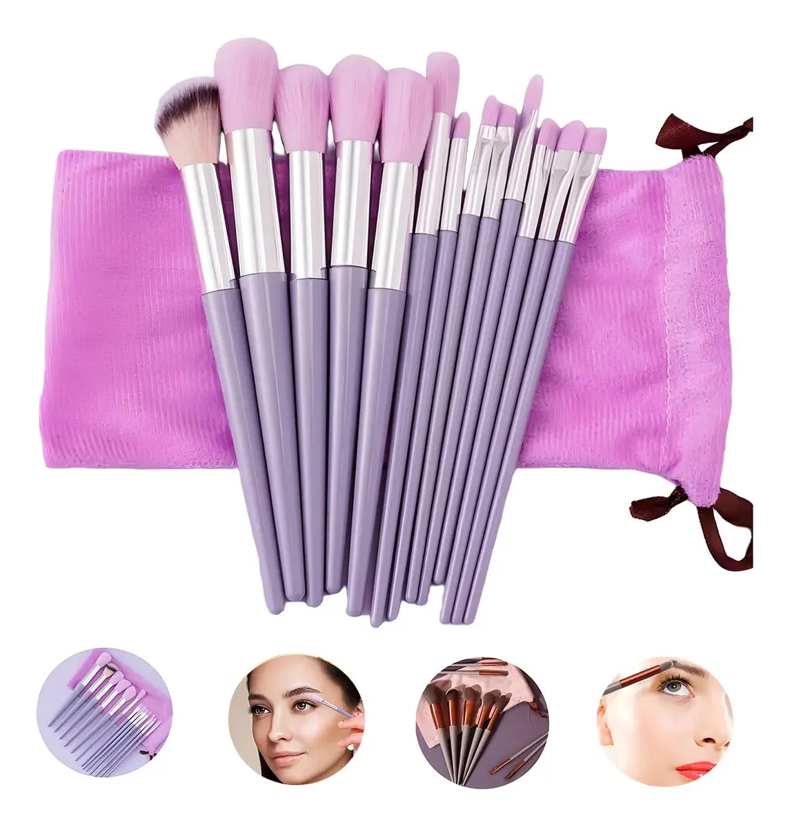 Super Kit De 13 Pinceles Y Brochas Para Maquillaje + Bolso