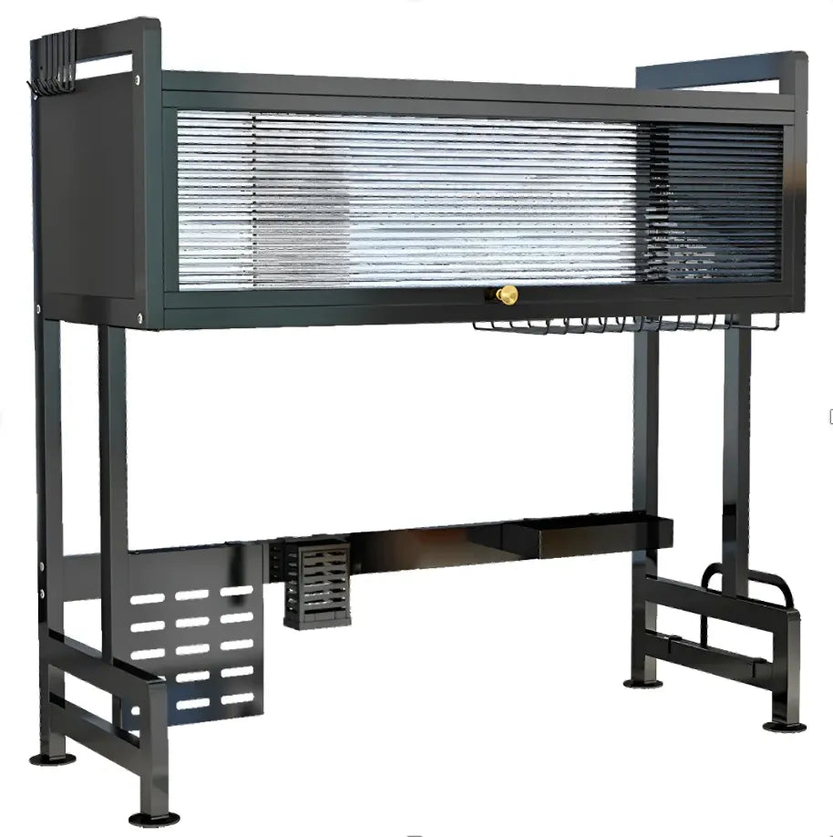 Escurridor De Vajilla Rack Con Puerta 85x29x77cm Color Negro