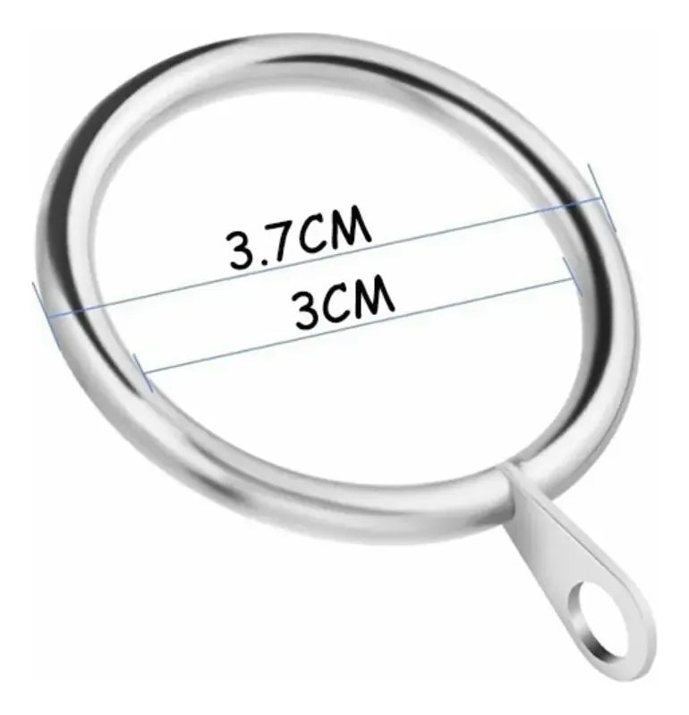 Argolla De Cortina Gancho A Barrote 38mm Pack X 10 Plateado
