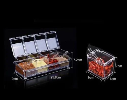 Especiero Condimentero De Mesa 4 Frascos Transparente