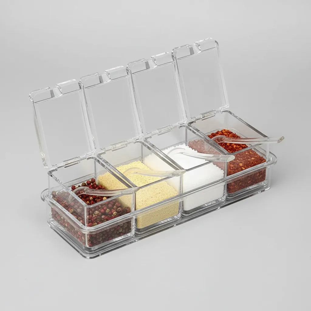 Especiero Condimentero De Mesa 4 Frascos Transparente
