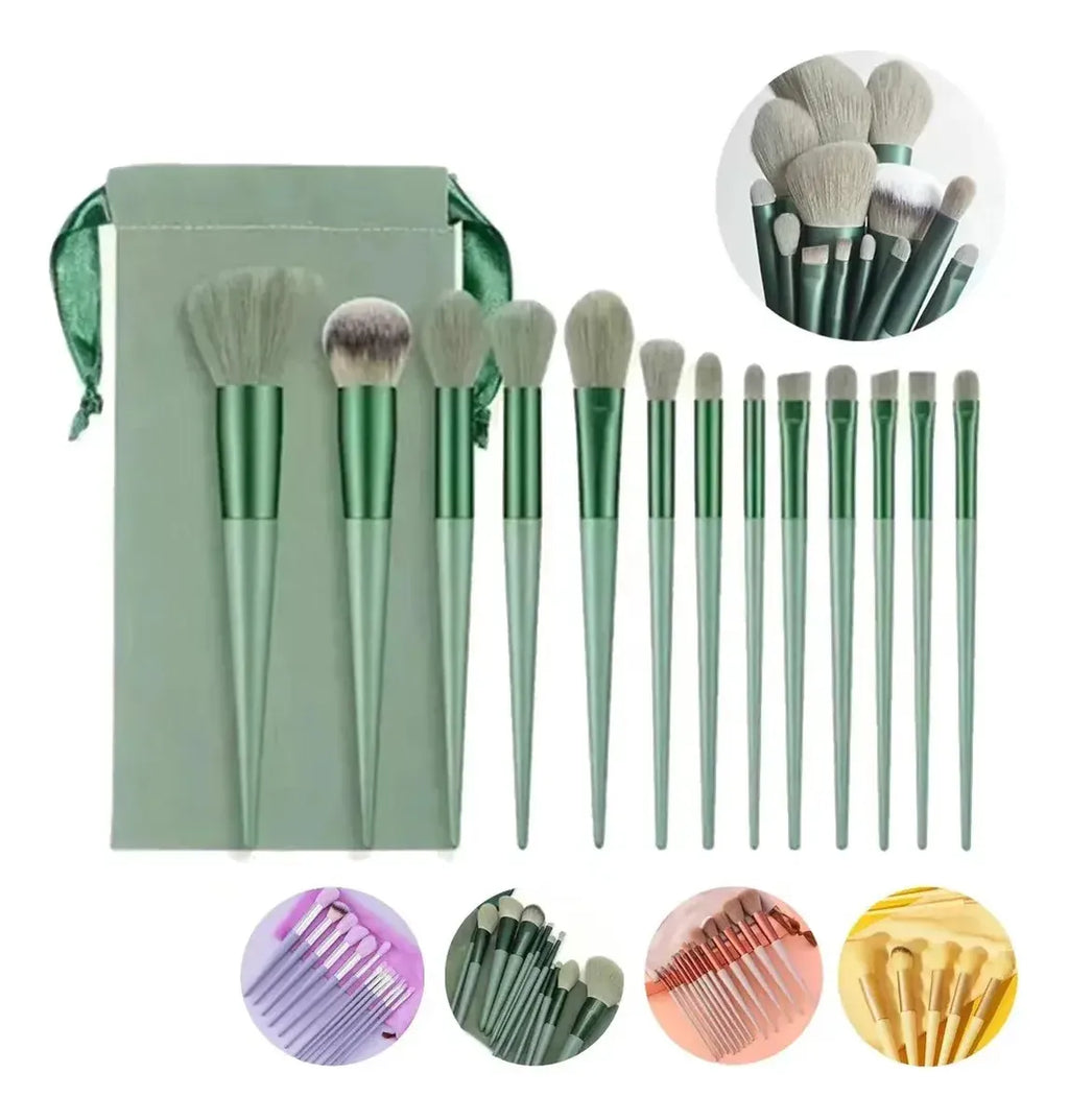 Super Kit De 13 Pinceles Y Brochas Para Maquillaje + Bolso