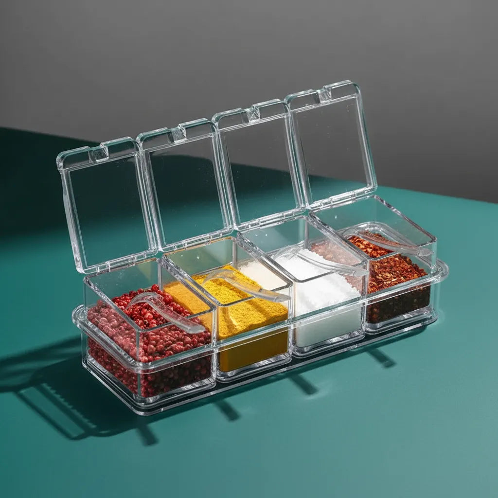 Especiero Condimentero De Mesa 4 Frascos Transparente