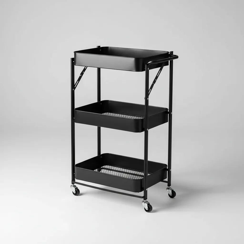 Carrito Organizador Plegable Con Ruedas 3 Niveles Multiuso