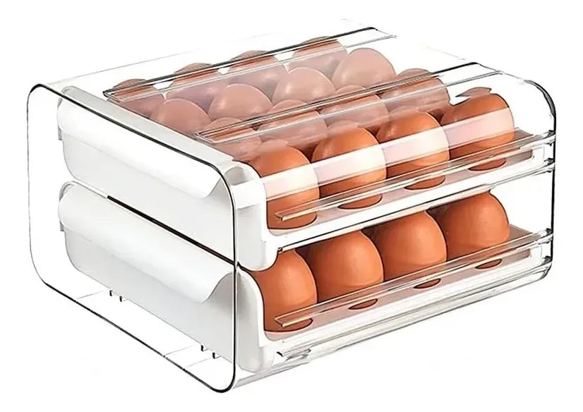 Caja De Almacenamiento De Huevos Doble Capa Para 32 Unidades Color Blanco