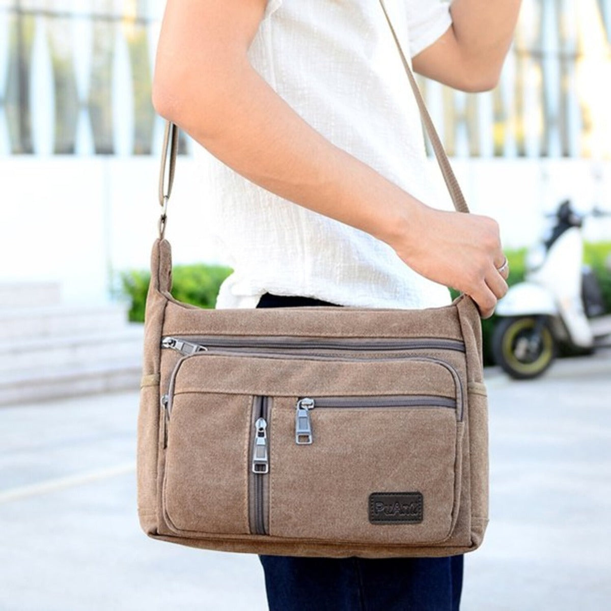 Morral Bandolera 5 Bolsillos - Beige